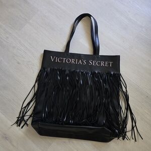 Victoria's Secret Limited Edition Black Faux Leather Bag with Tassels